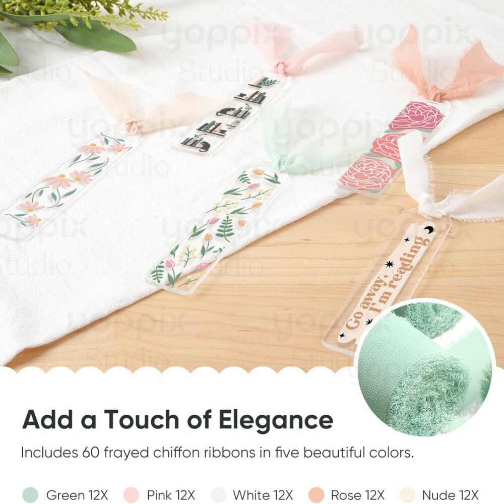60 Pieces Acrylic Bookmark Blanks- 3mm Thicken Clear Acrylic Bookmarks with 60 P - Picture 5 of 6